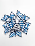 Colored Race Flag Hat Patch- Blue/White