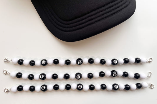 Black/White 8 ball Trucker Hat Chain