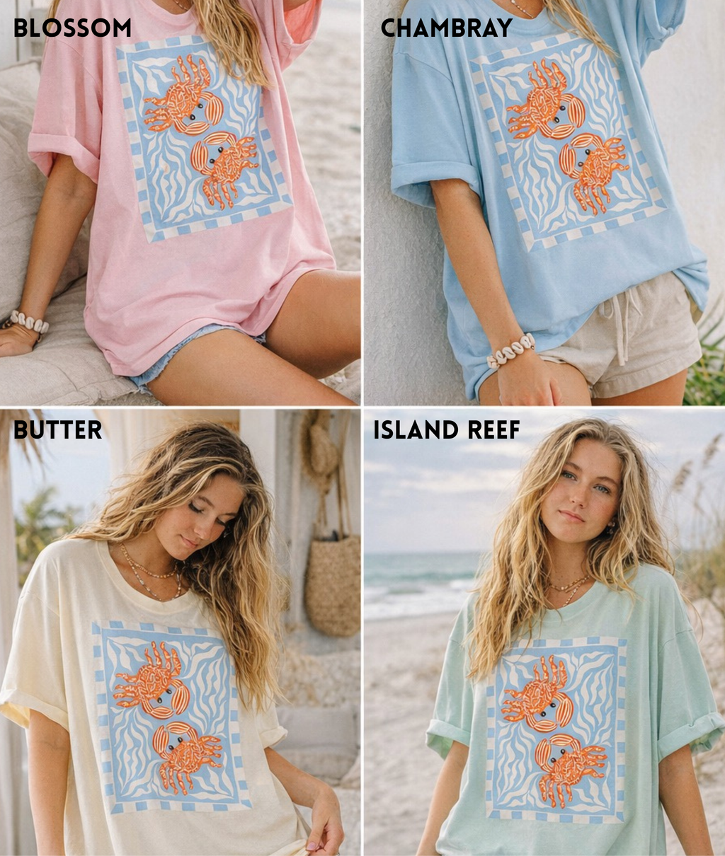 Coastal Crab Comfort Color Tee