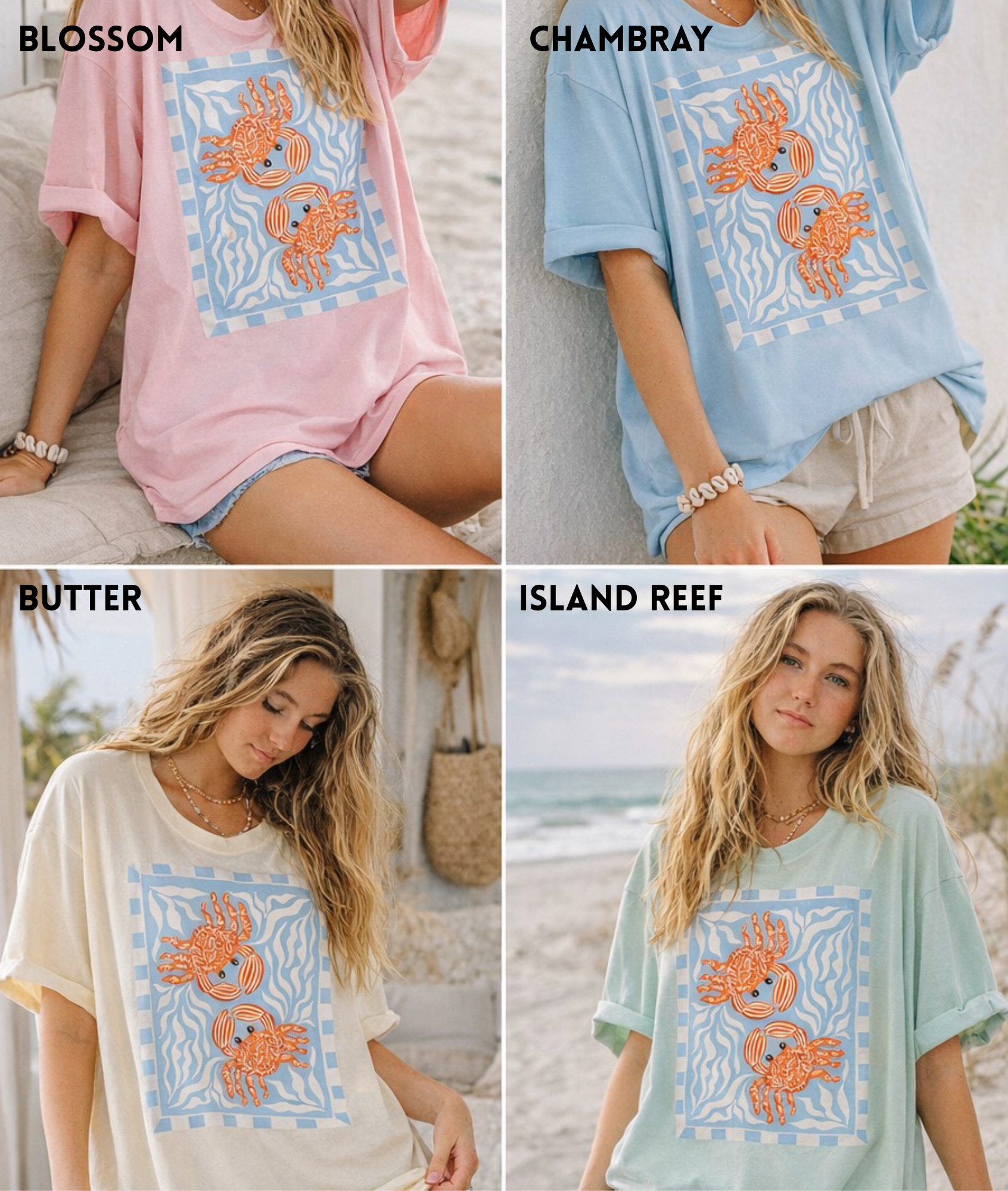 Coastal Crab Comfort Color Tee