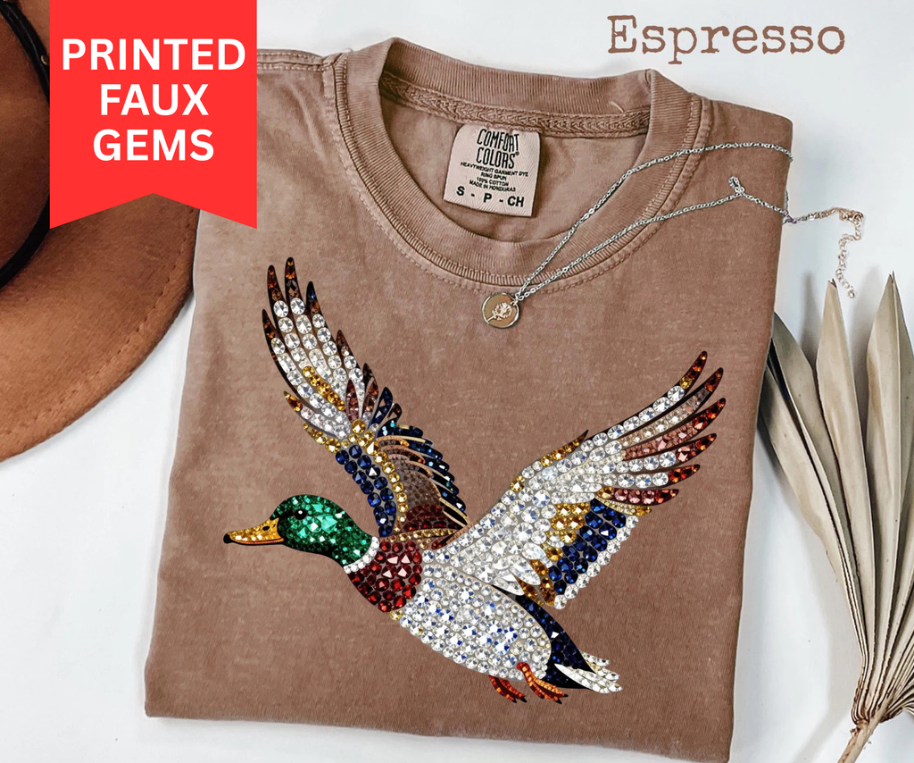 Faux Gemstone Mallard Duck Graphic Comfort Color Tee