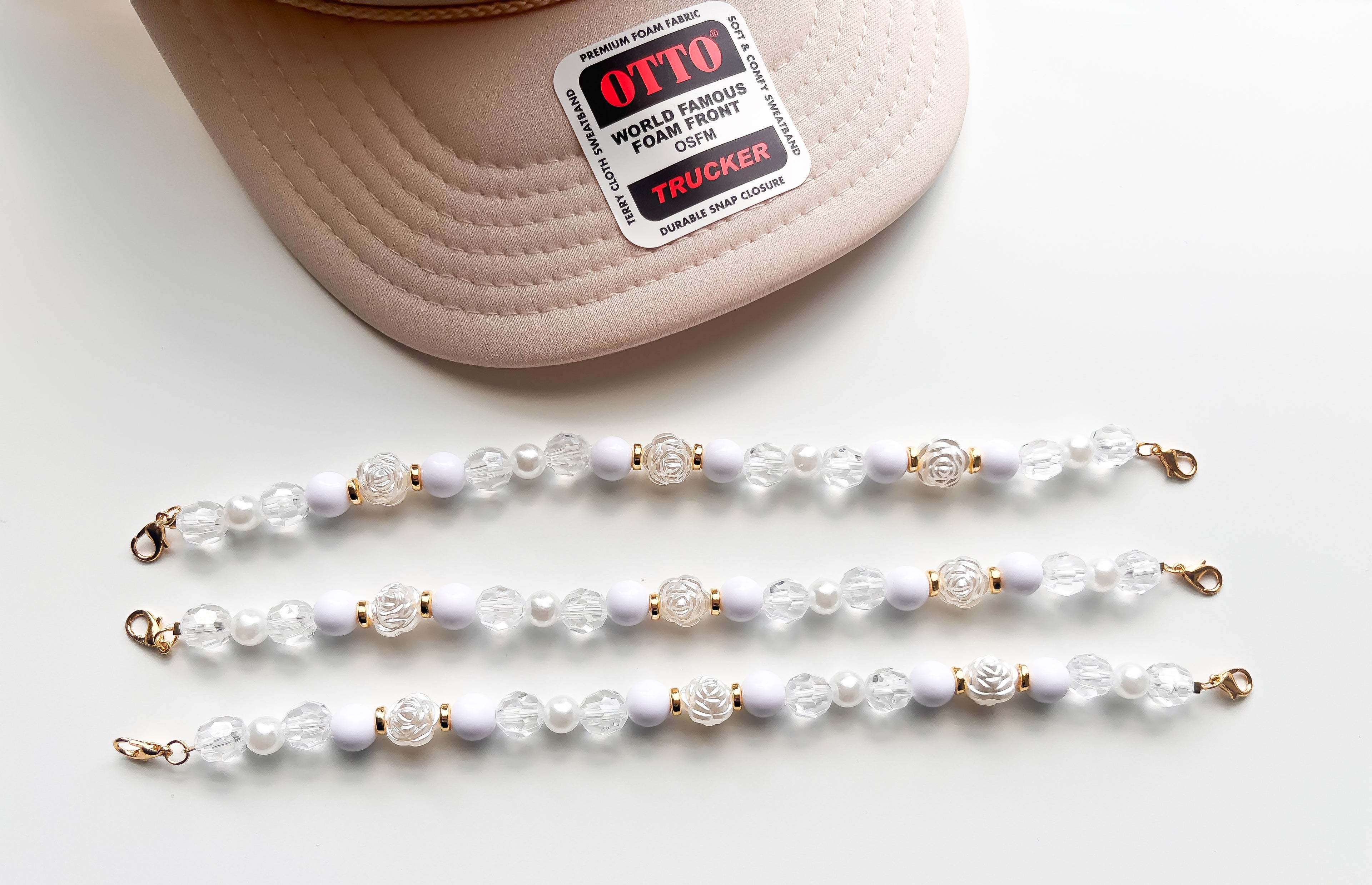 Classy Pearl & Roses Valentines Trucker Hat Chain
