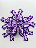 Checkered Bow Hat Patch- Purple