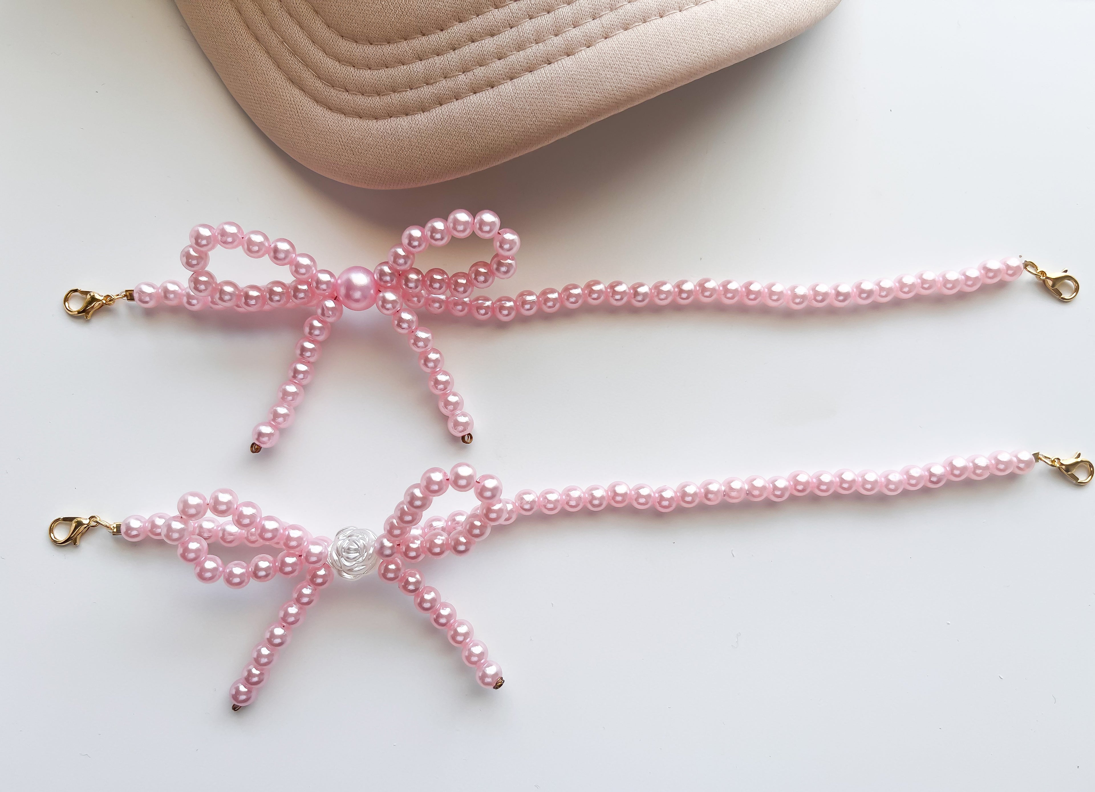 Pink Pearl Bow Valentines Trucker Hat Chain