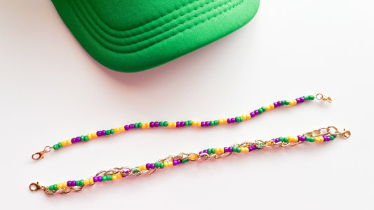 Mardi Gras small beaded Trucker Hat Chain